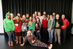 people posing in holiday costumes