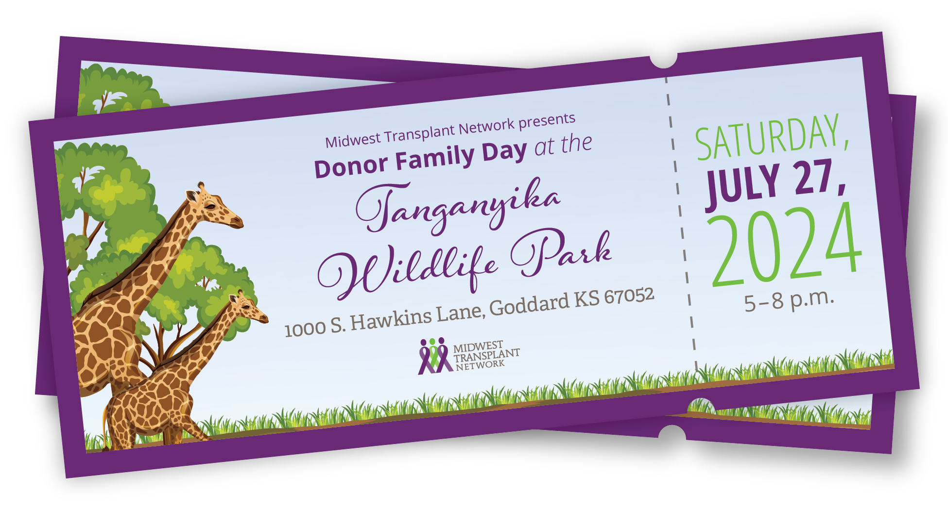 Donor Family Day Ticket Stub 2024 Tanganyika Wildlife Park