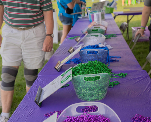 pails of beads on a table