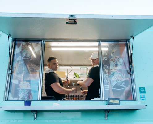 two people in an ice cream truck