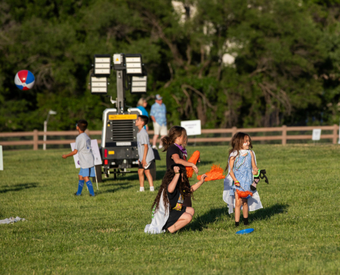 children walking on a field