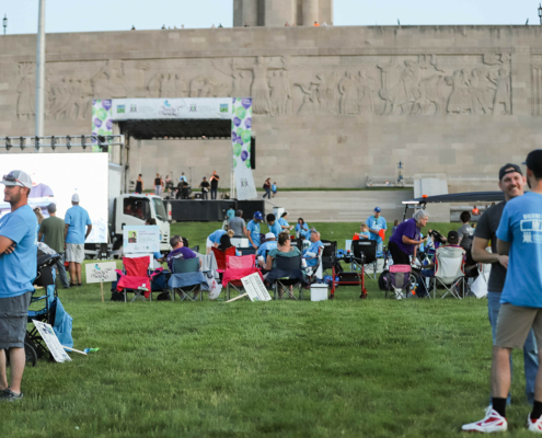 Grass field and stage